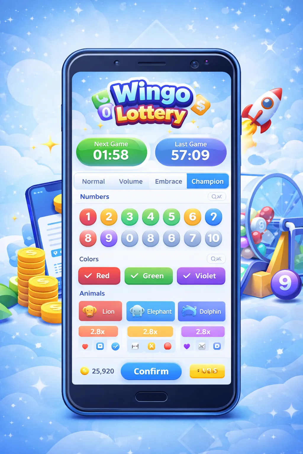 Wingo Lottery UI reference image